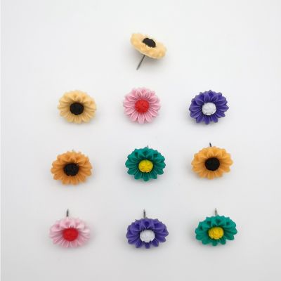 ✵✘♀ 1box Sun Flower Shape Thumbtack Push Pins Thumb Tacks Notice Board Cork Board Paper Photo Wall Pins Sationery Office Supplies