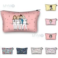 Hot Sale Nurse ECG Printing Women Cosmetic Bags Lovely Casual Travel Portable Storage Handbags Pencil Box Makeup Toiletry Bags