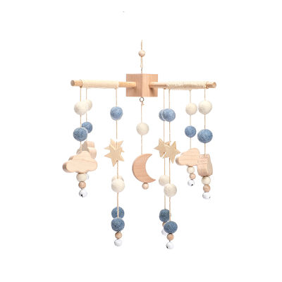 Baby Toy Wooden Mobiles Bed Bell Moon Clouds Rattle For Newborn Developing Diy Accessories Crib Holder Arm Brackets Gifts Rattle