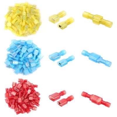 25Pcs Fully Insulated Male &amp; Female Spade Nylon Quick Disconnect Electrical Crimp Cold-Pressed Terminals