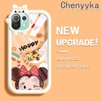 เคส Chenyyka สำหรับ Xiaomi 11 Lite 5G 11 Lite 5G Ne เคสการ์ตูนหนูรูปโบว์ผูกโบว์รูปเสือน้อยมอนสเตอร์ตัวนิ่มทนต่อการขัดถูเคสโทรศัพท์โปร่งใสฝาครอบป้องกันเลนส์กล้องถ่ายรูป TPU ซิลิกาเจล