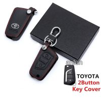 【Ready stock】ปลอกกุญแจรถยนต์หนังแท้ 2 ปุ่มสําหรับ For toyota corolla altis Hilux Innova Revo key start