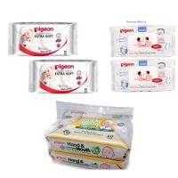 DES ทิชชู่เปียก wipes ทิชชู่ baby Pigeon baby wipes เบบี้ไวพ์ 2ห่อ แผ่นทำความสะอาด กระดาษเปียก