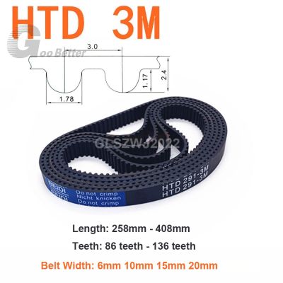 【CW】 Rubber Timing Width 6 10 15 20mm Length 258mm - 408mm Closed Synchronous Pitch 3mm 86Teeth 136Teeth