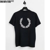 SKKSN STORE เสื้อยืด Fred Perry โลโก้สีดำ สำหรับผู้ชาย แฟชั่น เสื้อคอกลมแขนสั้น