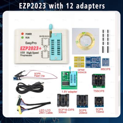 100% Original EZP2023 USB SPI Programmer + 12 adpters Support 24 25 93 95 EEPROM Flash Bios Minipro Compiler Better Than EZP2019 Calculators
