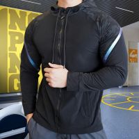 Men Running Sport Hoodies Gym Fitness Long Sleeve Sweatshirt Compression Training Bodybuilding Coat Outdoor Hooded Jacket Tops