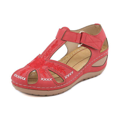 แฟชั่นใหม่ผู้หญิงส้นรองเท้าทั้งหมดจับคู่สบายฤดูร้อนสบาย ๆ Wedge รองเท้าแตะป้องกันการลื่นไถลเย็บปักถักร้อย (ขนาด: EU: 35 ~ 43)
