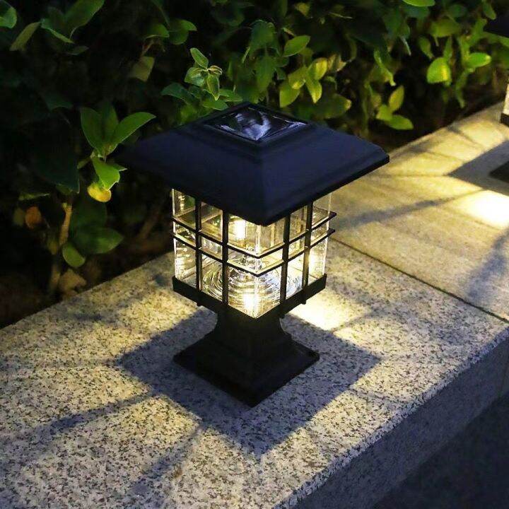 Louislight【PH Stcok】LED Solar Column Head Light Lawn Post Lamp Outdoor ...