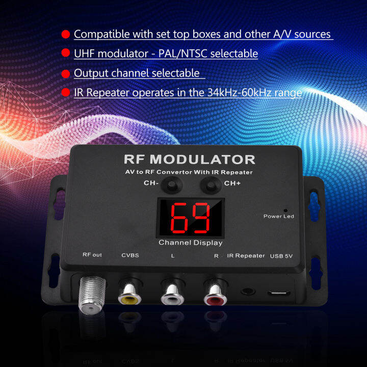 keykits M60IR RF Modulator with IR Repeater AV to RF Converter with IR