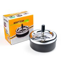 hot【DT】 Metal Round Ashtray Push Down Rotating Tray with Lid Cleaning Outdoor Accessories