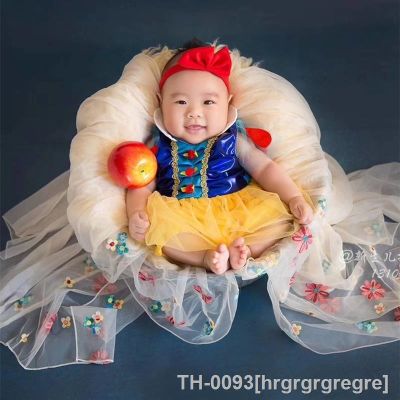 ✥ hrgrgrgregre Recém-nascido Fotografia Roupas Vestido de e Headband Infantil Tiro Prop Traje Branco Estúdio Baby Foto Acessórios 2 Pcs Set