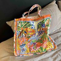 AQUA Vacation Thailand Printed Canvas Bag Niche Large Capacity Shopping Trendy 2022 New Style Female Internet Celebrity