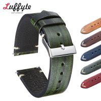 ㍿☈☸ Vintage Genuine Leather Watch Strap Quick Release Watchband 18mm 20mm 22mm Bracelets Wood Texture Green Blue Leather Wrist Strap