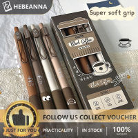 Hebeanna ชุดปากกาหมึกเจลขนมปังกาแฟสีดำ0.5มม. 4ชิ้นหมึกสีสำหรับเครื่องเขียนในโรงเรียนอุปกรณ์เขียนในสำนักงาน