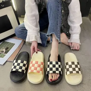 Vans on sale checkerboard slippers