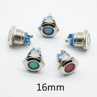 16mm Dia 6V 12V 24V 220V Metal LED Pilot Panel Dash Signal Indicator Warning light with Screw Terminal Brass Chrome Car Boat