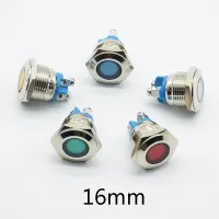 16mm Dia 6V 12V 24V 220V Metal LED Pilot Panel Dash Signal Indicator Warning light with Screw Terminal Brass Chrome Car Boat