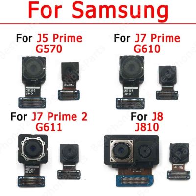 กล้องหน้าหลังของแท้สำหรับ Galaxy J5 J7 Prime 2 J8 J810 G570 G610 G611ด้านหน้าเซลฟี่หันหน้าไปทางด้านหลังโมดูลกล้องเฟล็กซ์