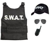 [COD] Like cw】kids SWAT PROOF Vest &amp; SWAT CAP Hat costume FANCY Dress outfit 3-9years Children Man costume