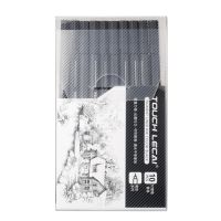 10Pcs/set Pigment Liner Micron Ink Marker Pen 0.05 0.1 0.2 0.3 0.4 0.5 Brush Tip Black Fineliner Sketching Manga Drawing PenHighlighters  Markers