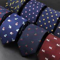 New Blue Printed Mens Tie Novelty Animal Fruit Pattern Neck Ties S lim Jacquard Woven High Quality Gravatas Accessories For Men Hair Accessories