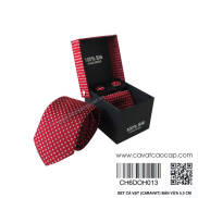 HCMbộ cà vạt nam bản nhỏ quà tặng hộp cà vạt- ĐỎ HỌA TIẾT