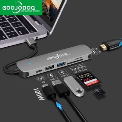 GOOJODOQ อะแดปเตอร์การ์ดรีดเดอร์ USB C Hub สําหรับ Macbook