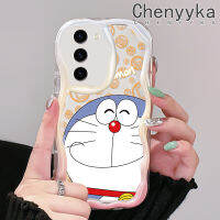 Chenyyka เคสการ์ตูนโดราเอมอนน่ารักปลอกสำหรับ Samsung S23 S23พิเศษ,สำหรับผู้ชายและผู้หญิงเนื้อครีมขอบคลื่นเคสป้องกันกล้องกันกระแทกเคสซิลิโคนอ่อนชัดเจน