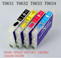 4 Color T0631- T0634 Refillable Ink Cartridge For EPSON STYLUS C67/C87/ CX3700/CX4100/CX4700 Printers Auto Reset Chip