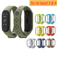 Mi Band 3 4สายซิลิโคนระบายอากาศได้สำหรับ Xiaomi MiBand 3/4,สายรัดข้อมืออัจฉริยะสายกีฬาสำหรับ Mi Band Watch M3 M4สายรัดข้อมืออัจฉริยะอุปกรณ์เสริมเปลี่ยน