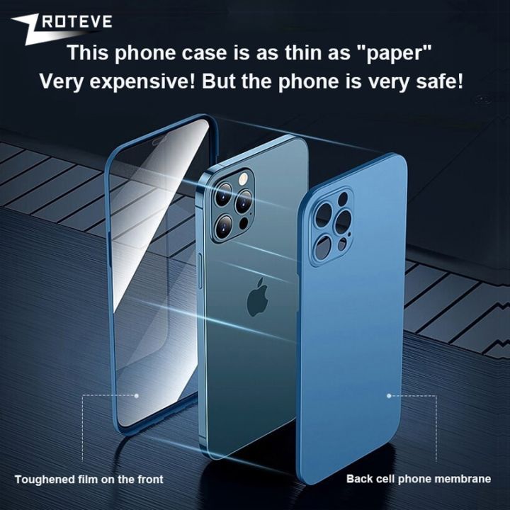 สินค้าใหม่ในสต็อก-zroteve-360เต็มปกคลุมสำหรับ-ip-hone-14-12-11-13-pro-max-มินิ-x-xs-xr-กรณีกระจกนิรภัย-pc-ปกหลังสำหรับ-iphone14บวกกรณี