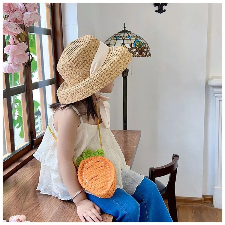Summer Crossbody Children's Knitted Carrot Coin Purse Children's Mini Bag  Girls 2023 New Style 【JYUE】