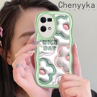 เคส Chenyyka สำหรับ OPPO Reno 7 4G Reno 8 4G F21 Pro ดอกไม้สีครีม3มิติลายการ์ตูนคลื่นแบบดั้งเดิมป้องกันเลนส์กล้องสีสันสดใสเคสนิ่มโปร่งใสซิลิโคนกันกระแทก