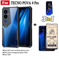 เคสโทรศัพท์กันกระแทกสำหรับ Tecno Pova 4 Pro สำหรับ Pova Neo 2 Pova4 3 2ฟิล์มฝ้าเซรามิก + ฟิล์มเลนส์กล้องถ่ายรูป