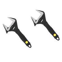 2Pc 6-Inch Adjustable Wrench with Grip - Deep Jaw, Wide Mouth, Anti-Rust, for Plumbing, Automotive, Household Repairs