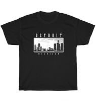 Detroit Skyline Michigan Pride Vintage Detroit O-Neck Cotton T Shirt Men Casual Short Sleeve Loose Tshirt Dropshipping