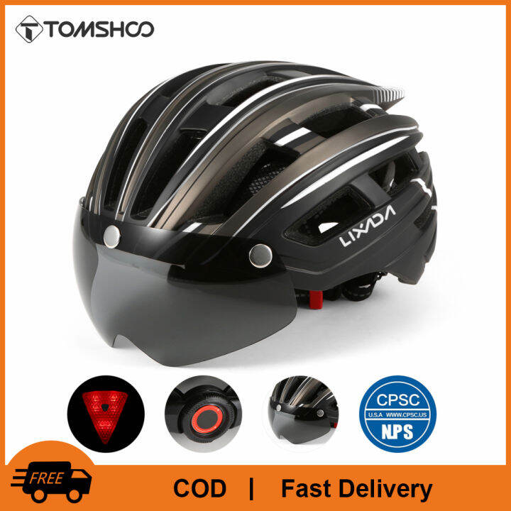 TOMSHOO Lixada Mountain Bike Helmet Motorcycling Helmet with Back Light