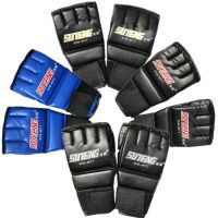 【LZ】¤☎  Luvas meio dedo de couro pu luvas para boxe chute boxe karatê muay thai treinamento crianças homens