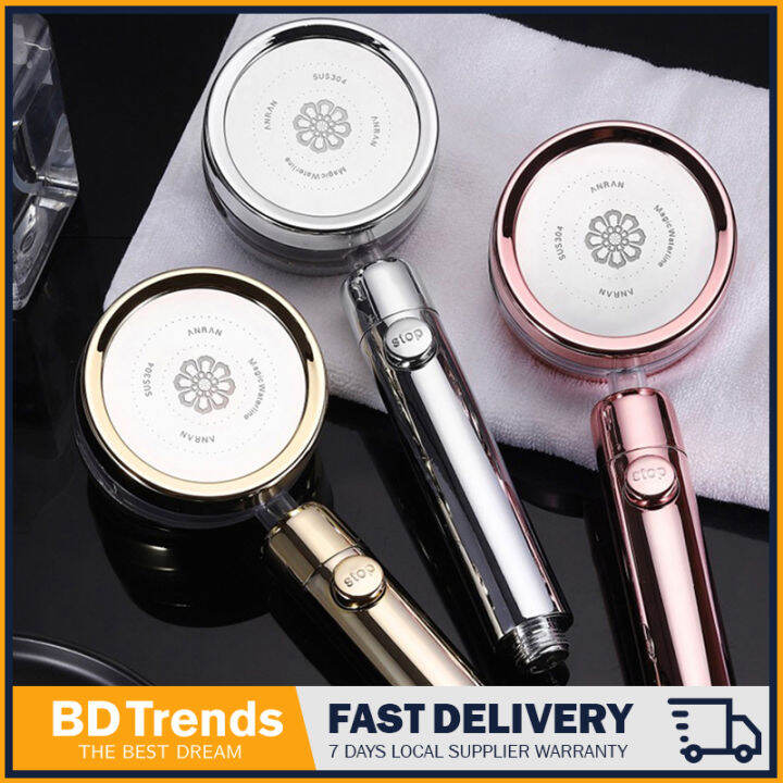BD TRENDS Double Panel Propeller Driven Shower Head with Stop Button