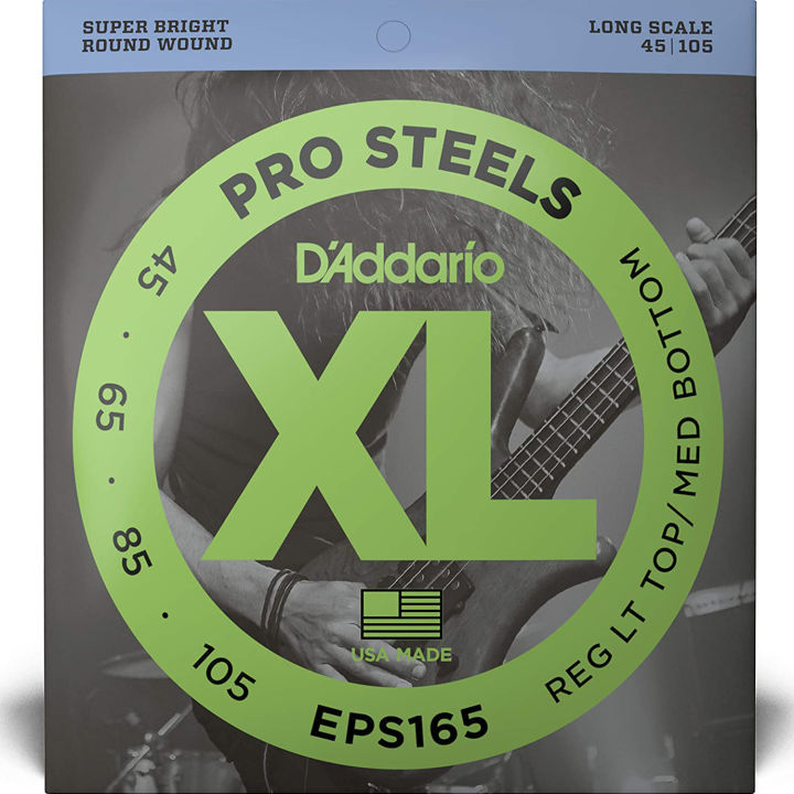 daddario-eps165-สายกีตาร์เบส-4-สาย-วัสดุโลหะอัลลอยด์-ของแท้-100-custom-light-45-105-made-in-usa