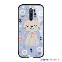 Ucuc แก้วกรณีโทรศัพท์มือถือเคสมือถือ เคสโทรศัพท์ เคส Xiaomi Redmi 9 หรูหรา 3D การ์ตูนเคสมือถือ เคสโทรศัพท์ เคสสาวๆแมวสัตว์เลี้ยงคิตตี้กันกระแทกกระจกนิรภัยที่ครอบคลุมกรณี