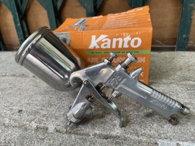 Kanto kt-F75G กาพ่นสี แบบกาบนพร้อมข้อต่อคอปเปอร์1/4 ทำจากอลูมิเนียม ปากพ่นทำจากทองเหลือง เครื่องพ่นสี กาพ่นสีถังบน