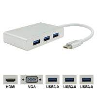 ตัวแปลง USB C ถึง HDMI VGA USB ฮับต่อพ่วง USB 5 In 1,3.1 USB สำหรับแล็ปท็อปสำหรับ MacBook,พิกเซล ChromeBook Huawei MateBook