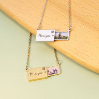 Customize Picture Name Necklaces Pull-out envelope photo necklace Stainless Steel NamePlate Necklace Jewelry Gift on the Neck