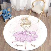 【SALES】 Cartoon Girl Print Children Carpet Kawaii Area Rugs Round Carpet for Living Room Floor Mat Flannel Anti-Slip Mat for Children