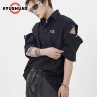 KYUSHUAD เสื้อแขนสั้นผู้ชายเสื้อแฟชั่นผู้หญิงเสื้อทรงหลวมแฟชั่นคาร์ดิแกนอินเทรนด์เชิ้ตคู่รัก