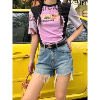 5WVB CEL * N 2023 Spring/Summer New Back pocket letter embroidered logo niche design fashion all-match casual high waist shorts x1