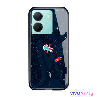 เคสโทรศัพท์พร้อมสำหรับ Vivo Y27 5G OPPO A78 4G เคสลายการ์ตูนนาซ่ากาแล็คซี่กระจกนิรภัยมันวาวด้านหลังแบบนิ่มขอบเคสใส่โทรศัพท์ฝาครอบ