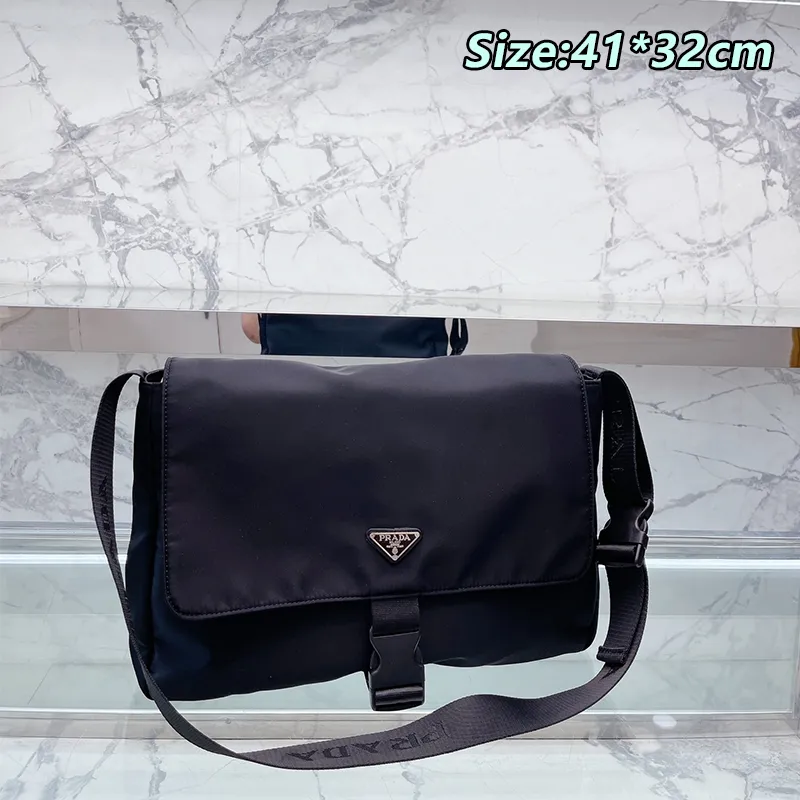 prada nylon crossbody bag men's and women's envelope bag premium unisex  shoulder bag high quality black unisex bag 41*32cm | Lazada